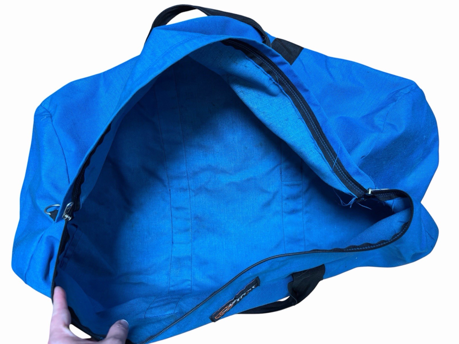 Vintage Classic 1980s EASTPAK Large Blue Duffle Bag Canvas Luggage Made in USA
