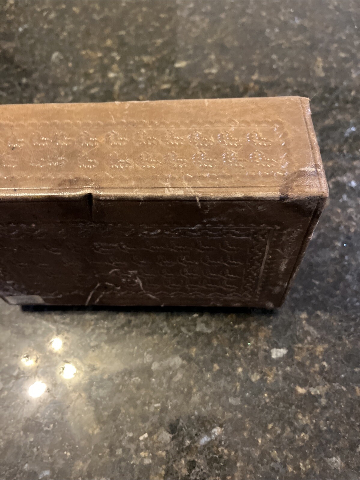 Artmex Vintage Brown Leather Aztec Jewelry Box with snap 8″ long x 5″ wide x 3″