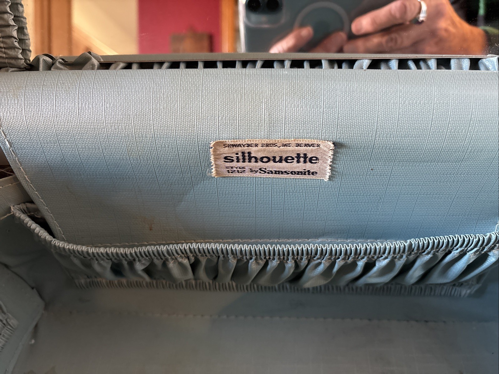 VTG 60s MCM Aqua Samsonite Silhouette Hardshell Case+Mirror+Key+bonus Free Post