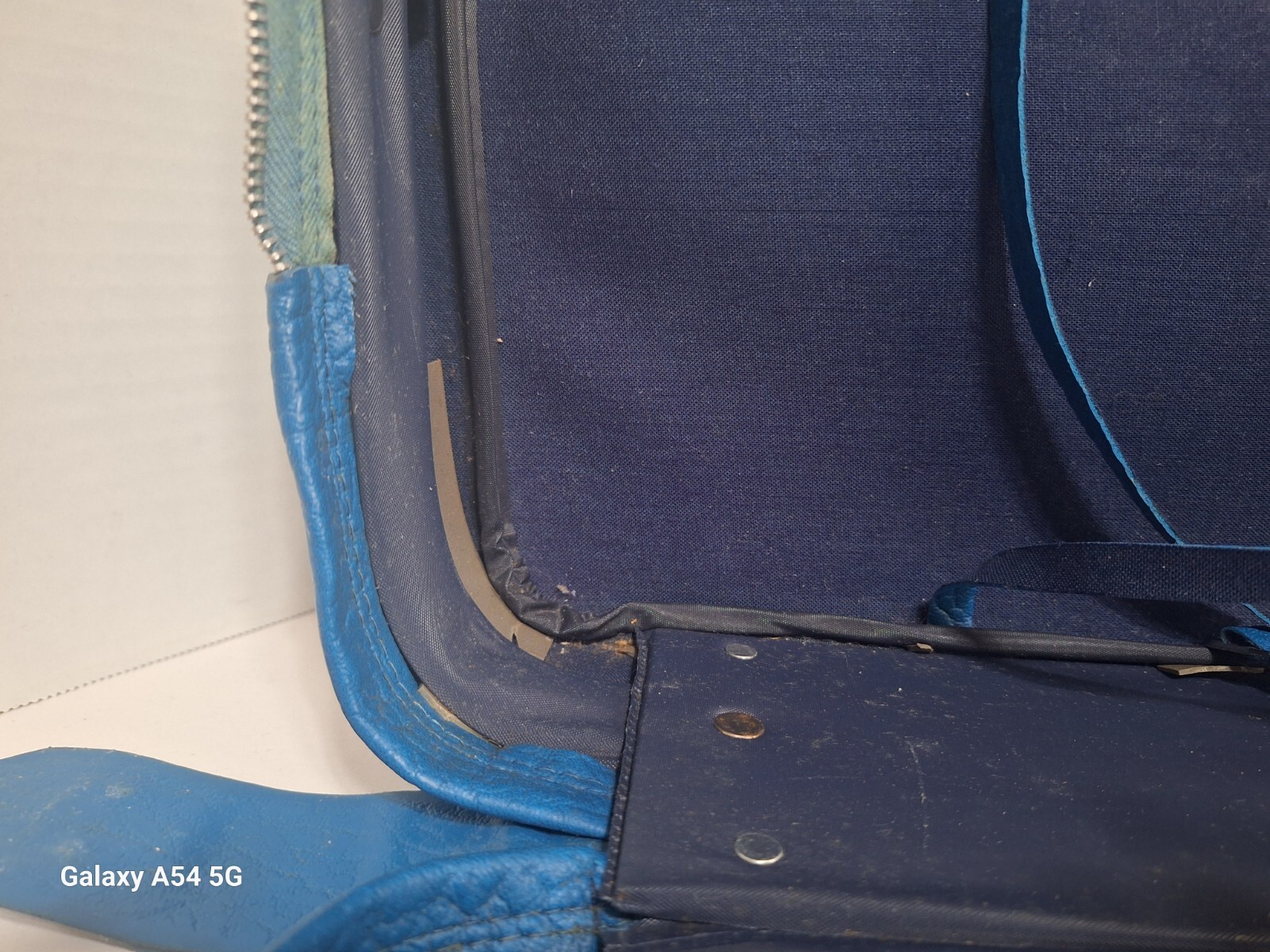 Vintage 70’s K Line Travel Bag Carry on Blue Textured Zippers Handle