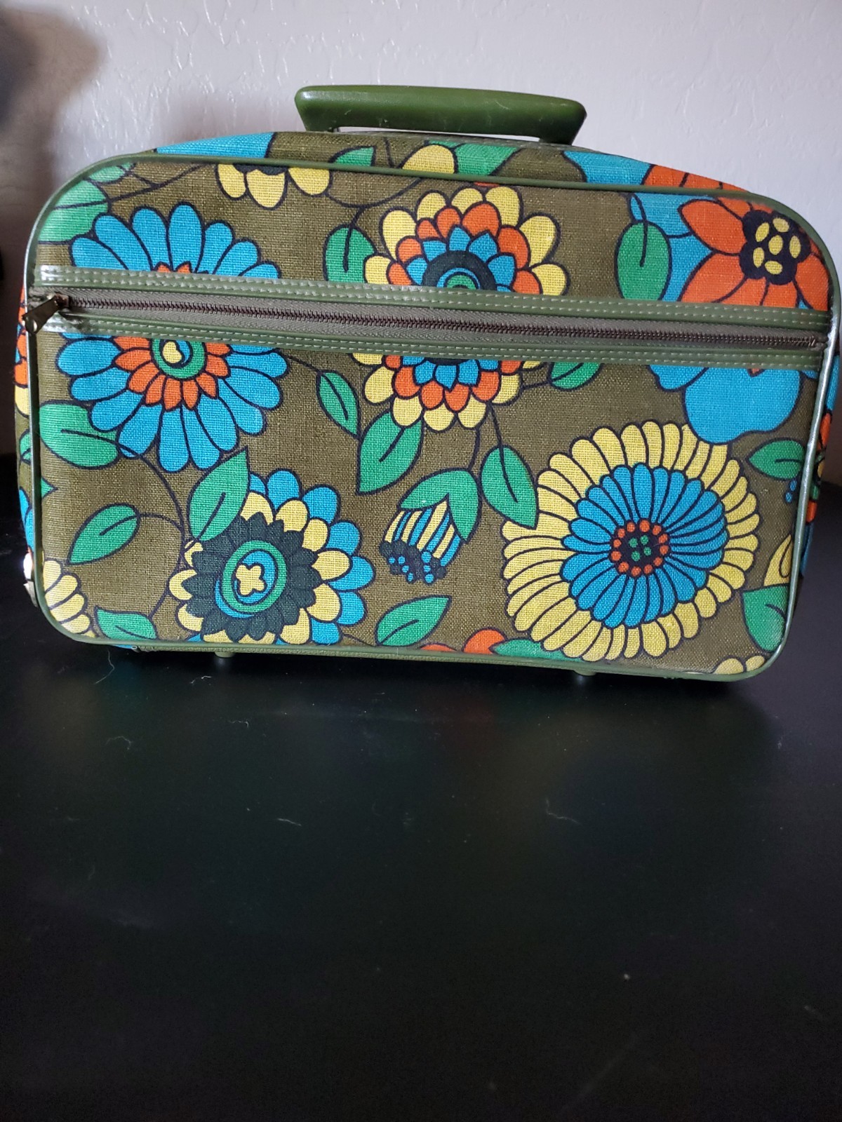 Vtg Bantam Mini Suitcase Overnight Carry-on Retro Floral Hippie Boho Has Key