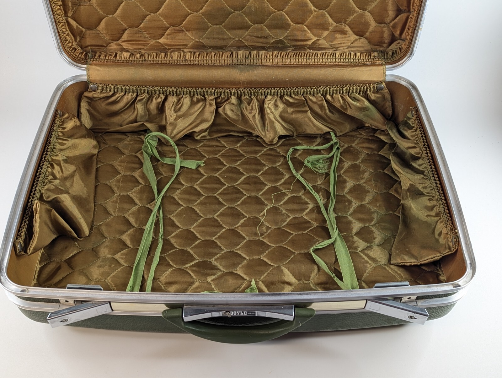 Boyle Suitcase Vintage 60s Hardside Luggage Avocado Green Mid-Century MCM
