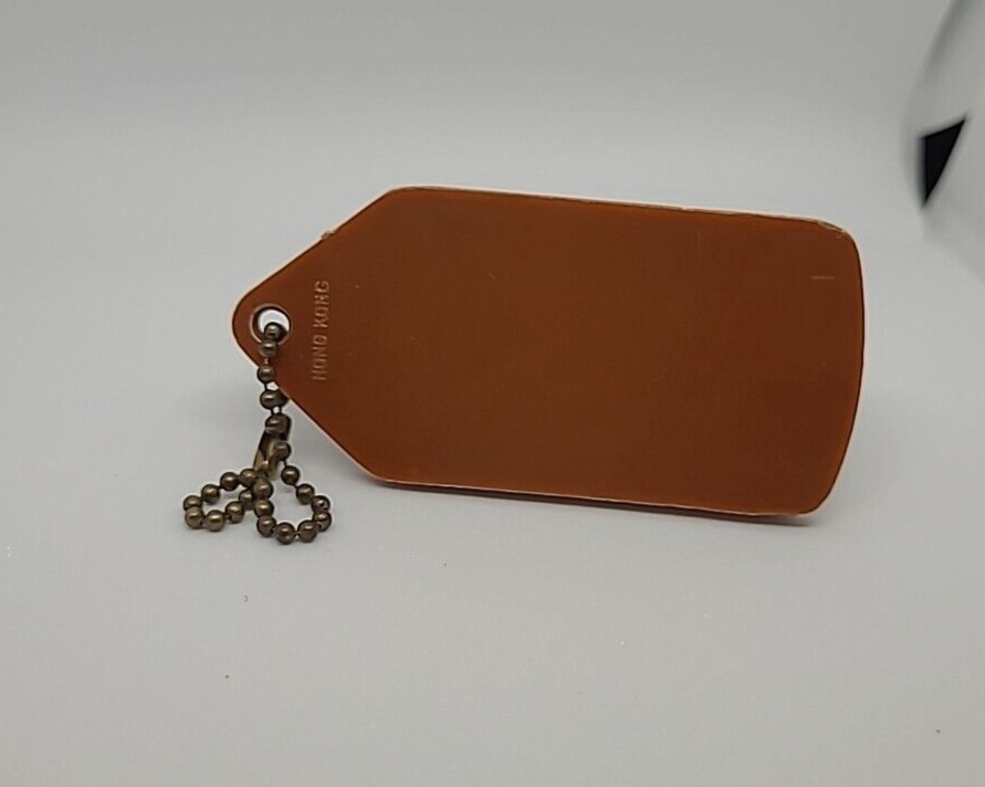 Luggage Address Tag Brown Plastic for Vintage Camera Bag made in Hong Kong