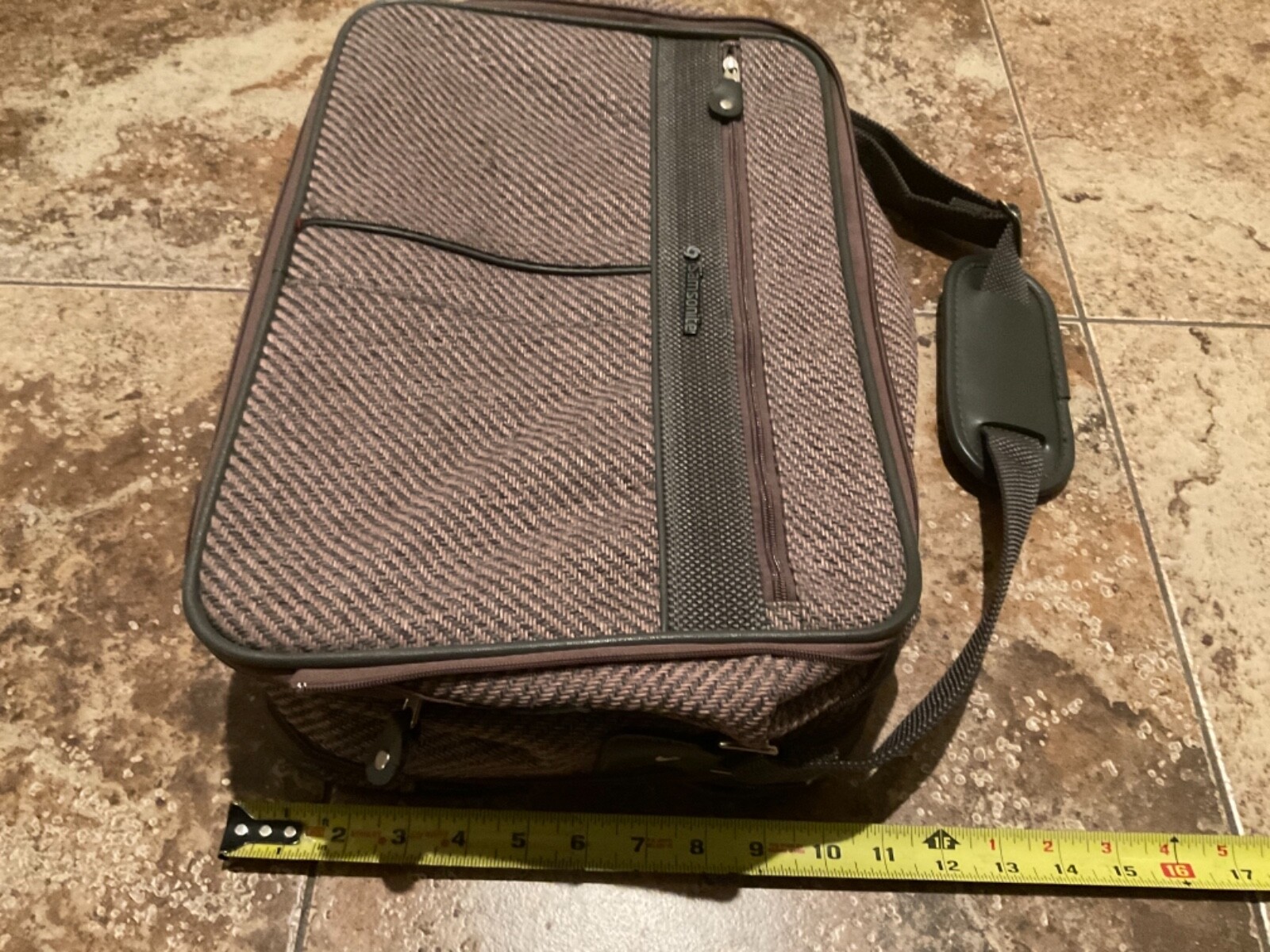 VINTAGE SAMSONITE SILHOUETTE 4 TWEED SOFTSIDE SHOULDER CARRY-ON TRAVEL BAG