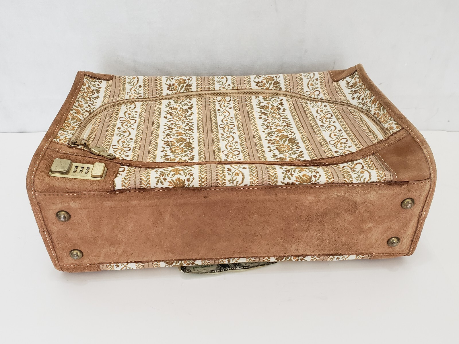 French Company Luggage – Heavy Fabric 20X14″ Heavy Embroidered Fabric & Leather