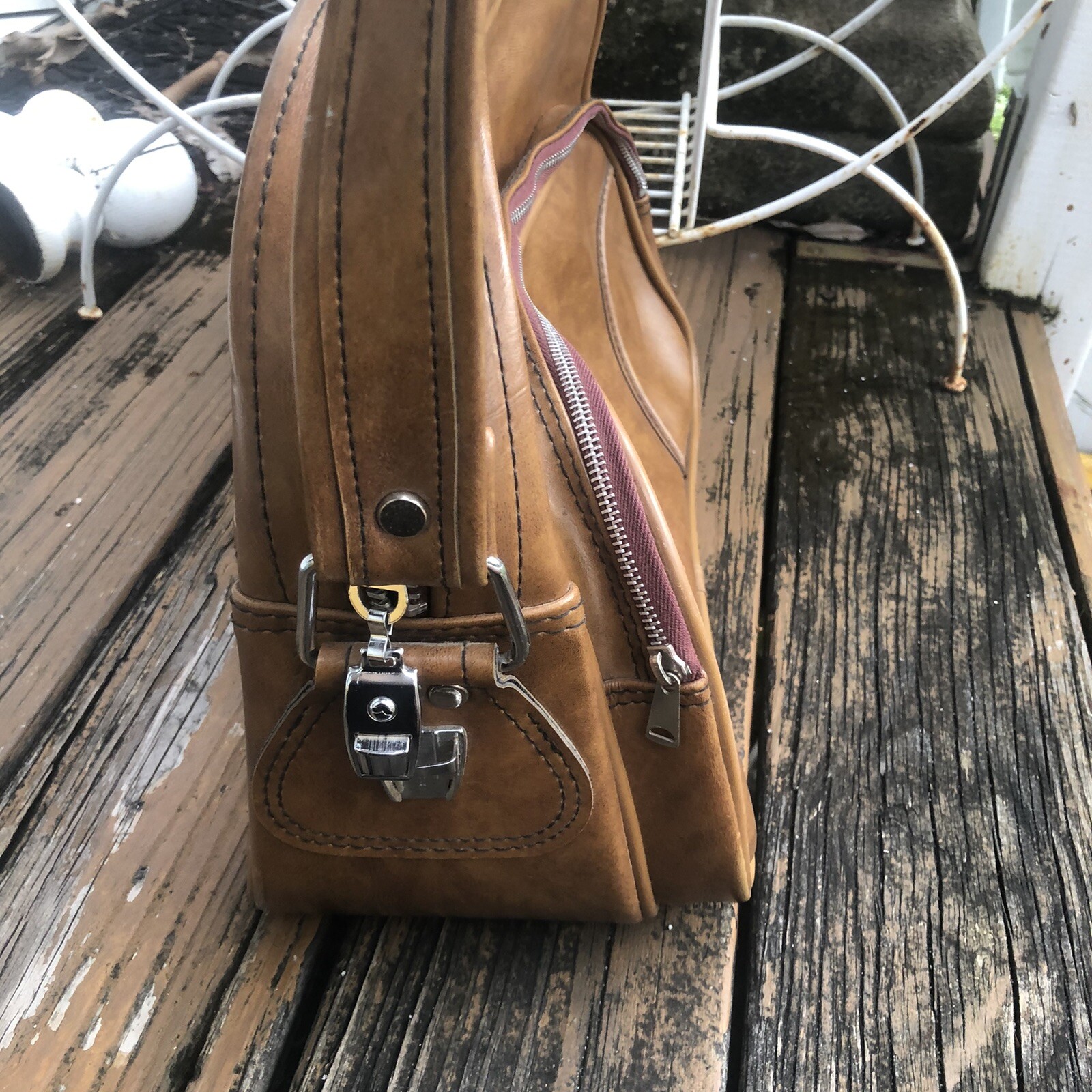 Airway Travel Bag Luggage Carry On Case Suitcase Vtg 60s 70s Shoulder Strap