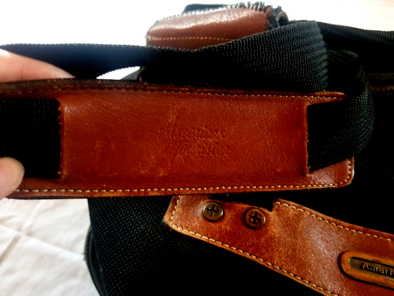 VTG American Tourister Carry On Black Canvas Duffle Bag 19x12x12″ Straps READ