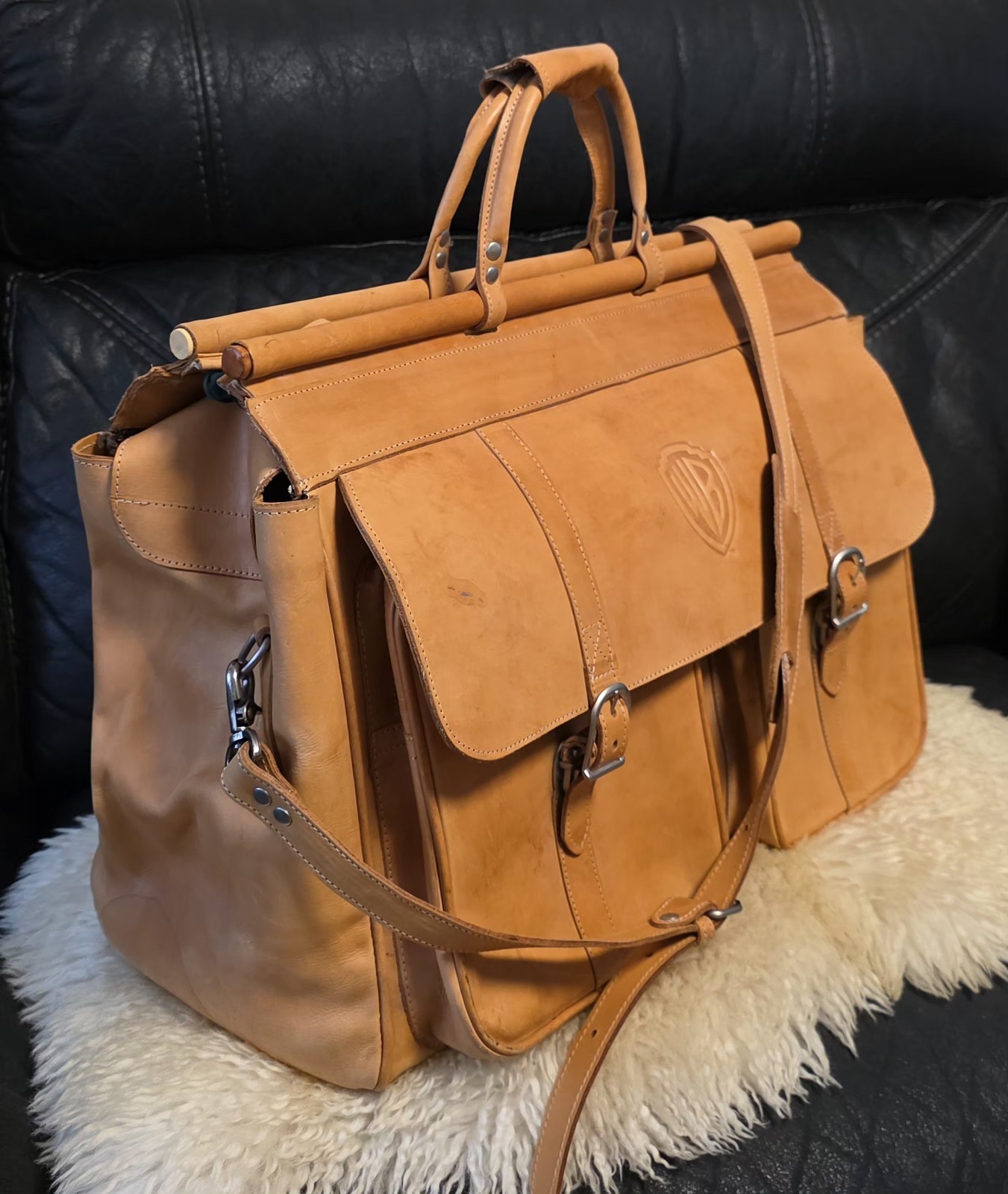 Vintage Warner Bros Leather Garment Duffel Bag Lederens Paraguay Travel