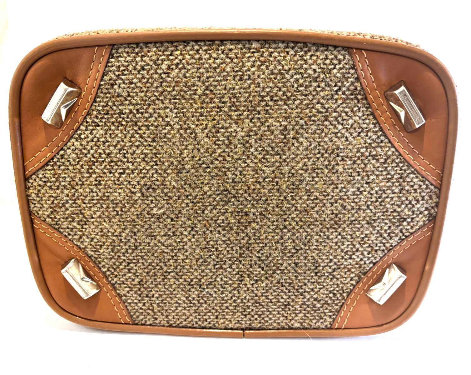 VTG Ventura Brown Tweed and Leather Train Case w/Key and Mirror