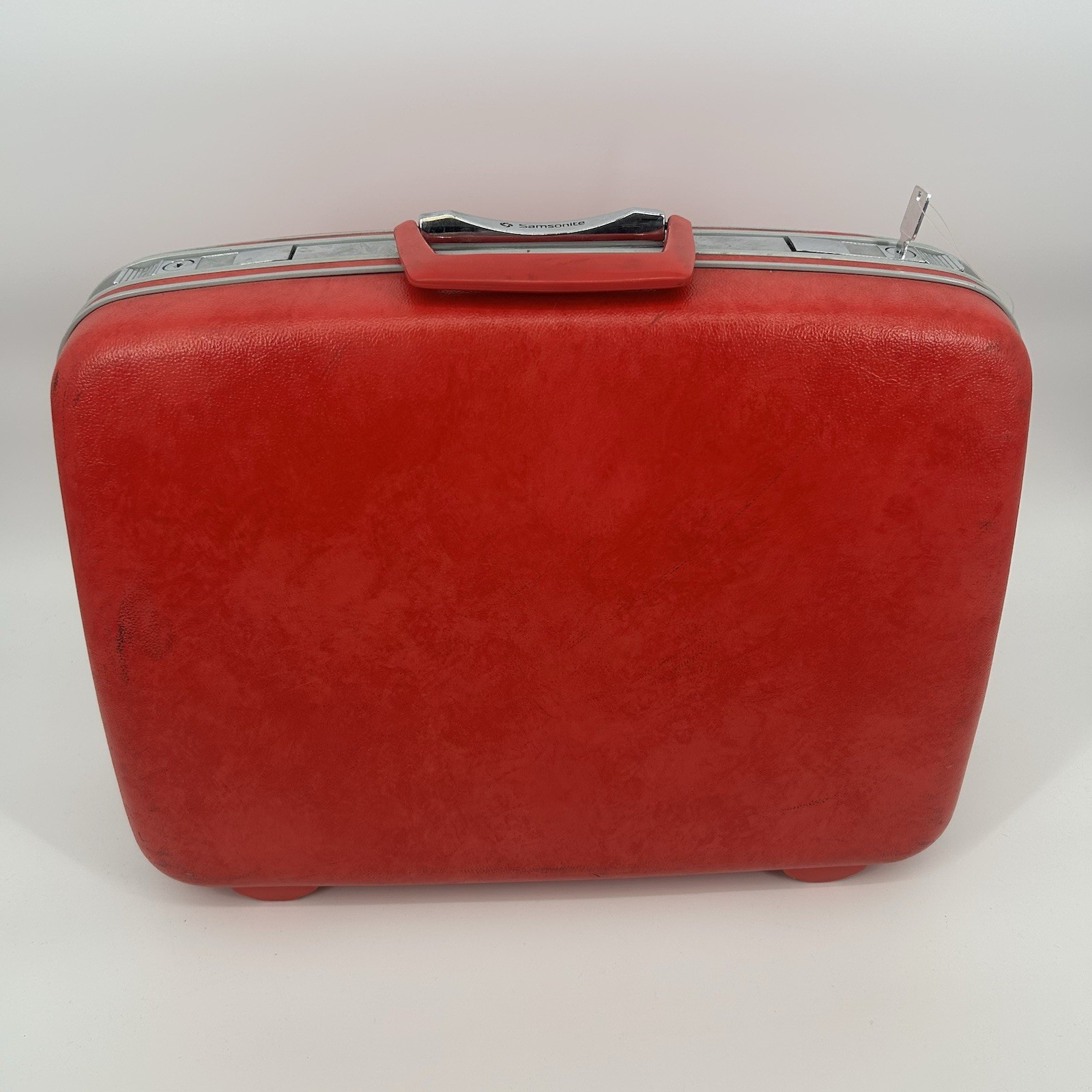 Vintage Samsonite Hard Shell Suitcase Polka Dot Lining With Key 20” Width