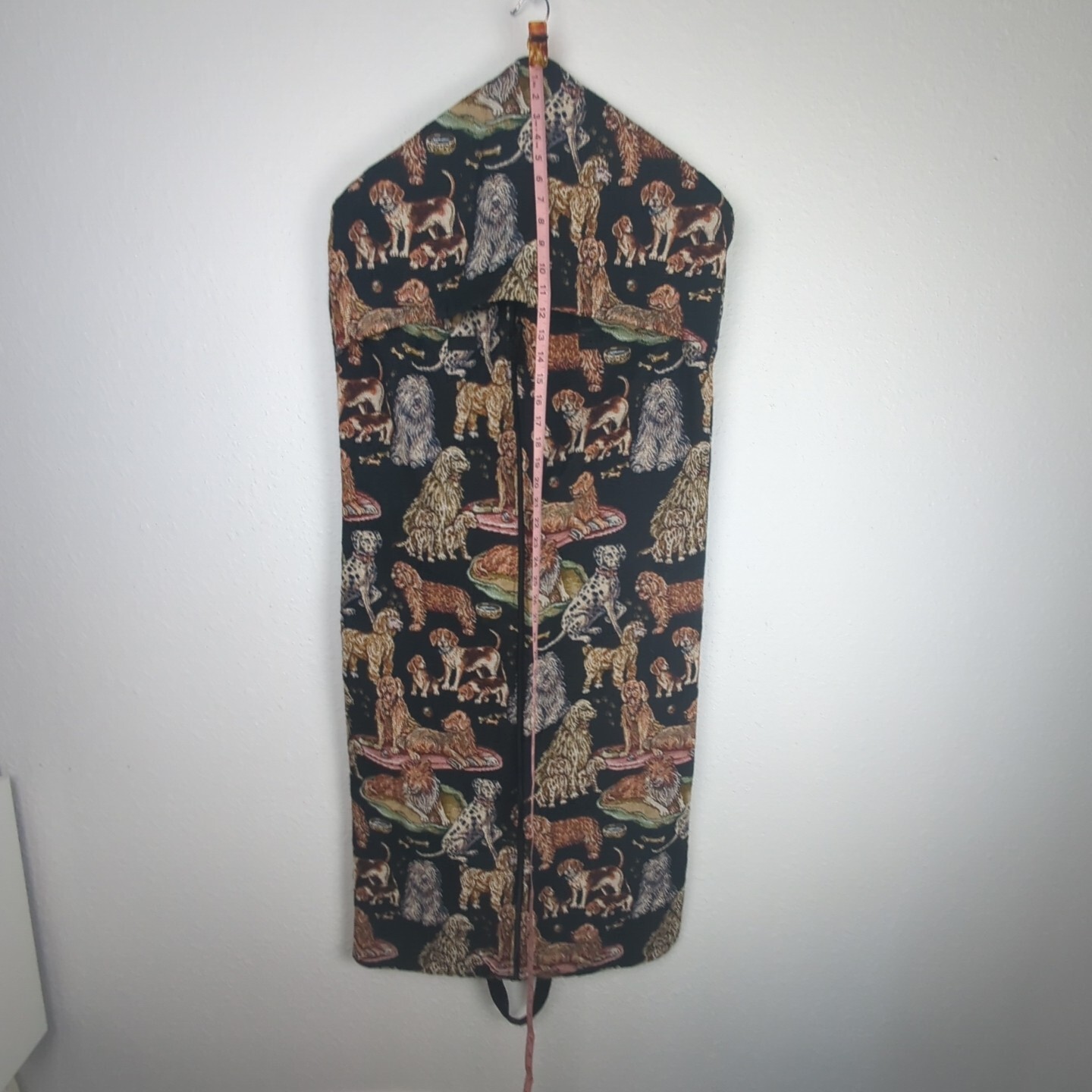 Vintage Tapestry Garment Travel Bag With Zipper No Pockets Dogs