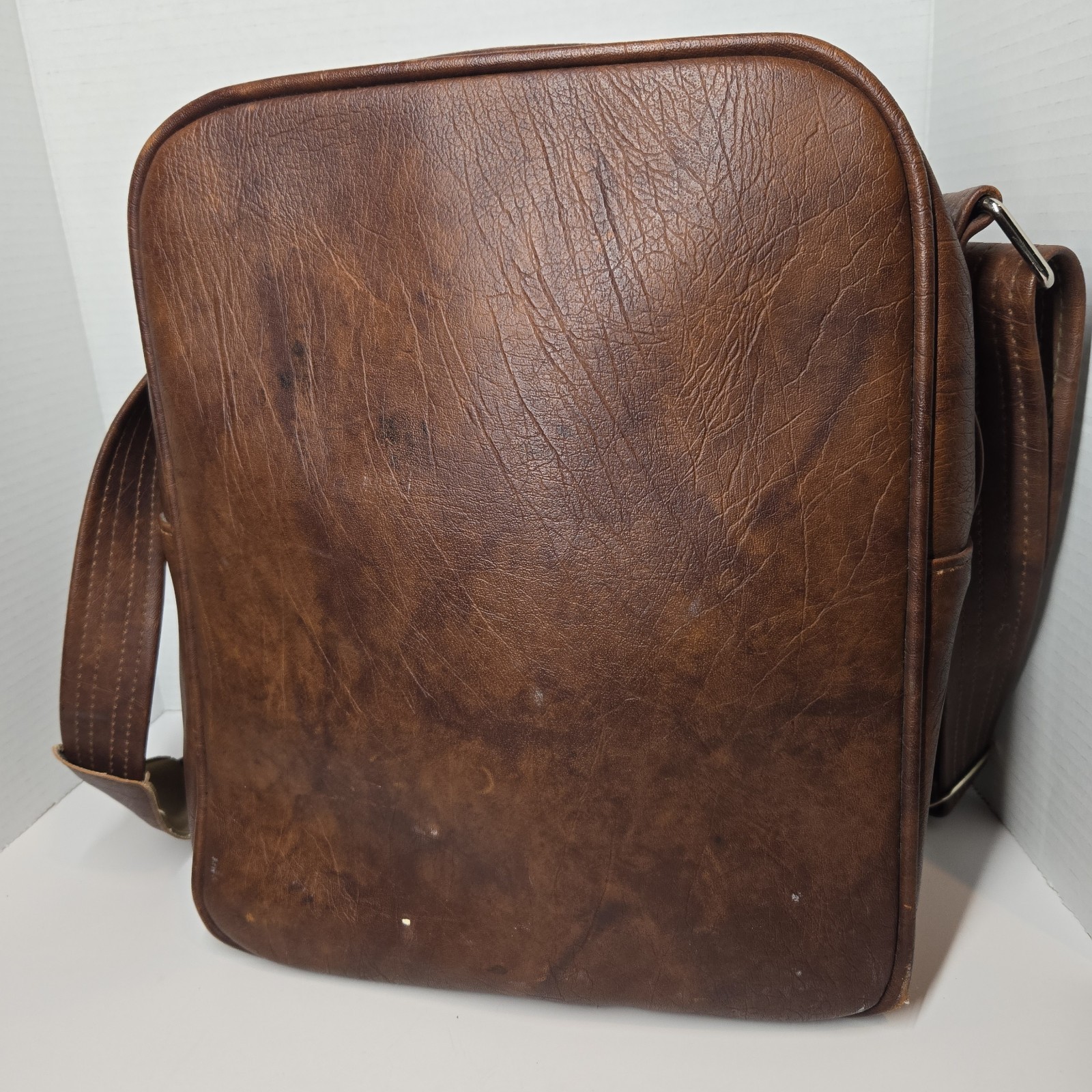 Vintage 70s Samsonite Sonora Shoulder Bag Carry-On Luggage Brown Leather 13x11x6