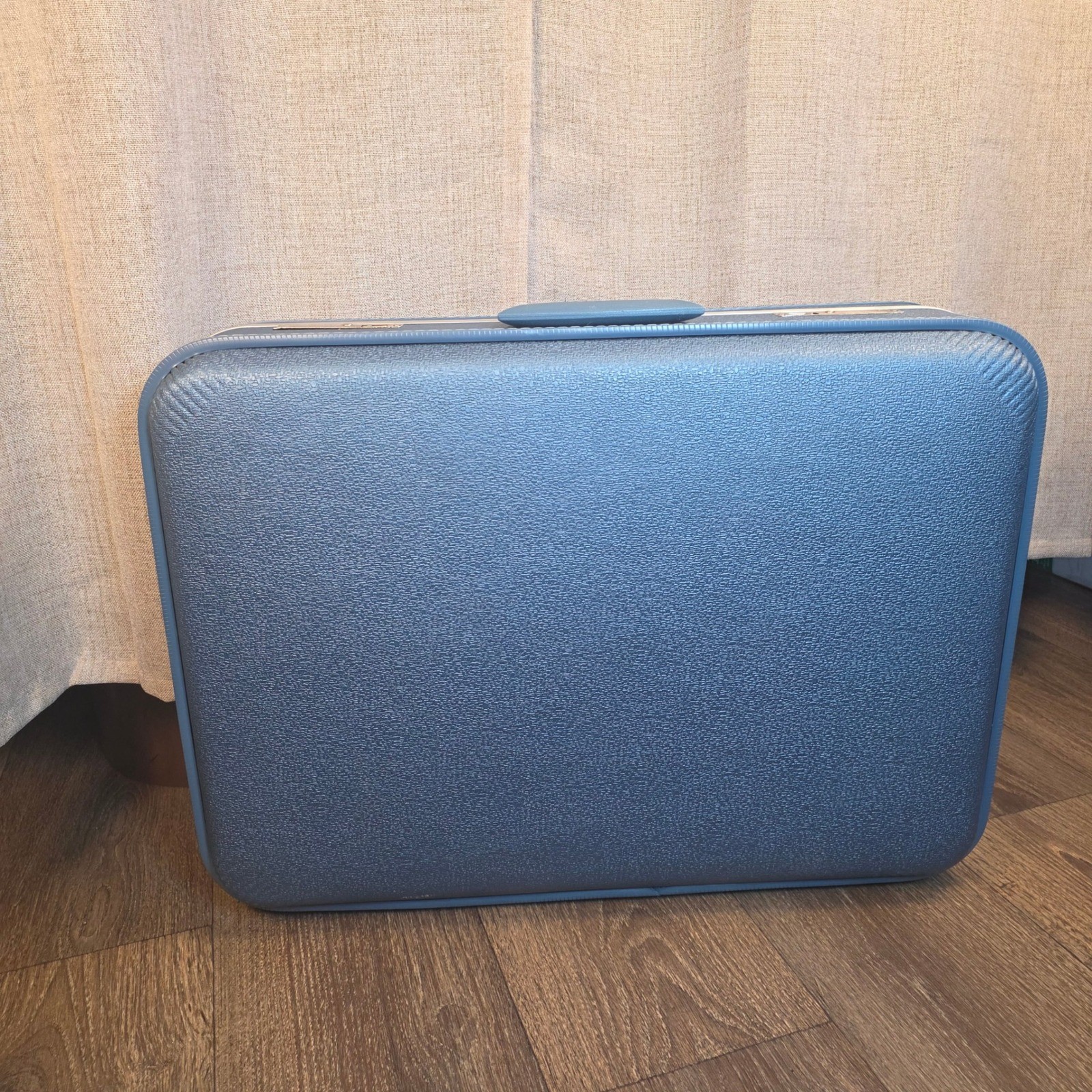 Vintage Trojan Hard Shell Suitcase Set Metallic Blue Mid Century Modern Luggage