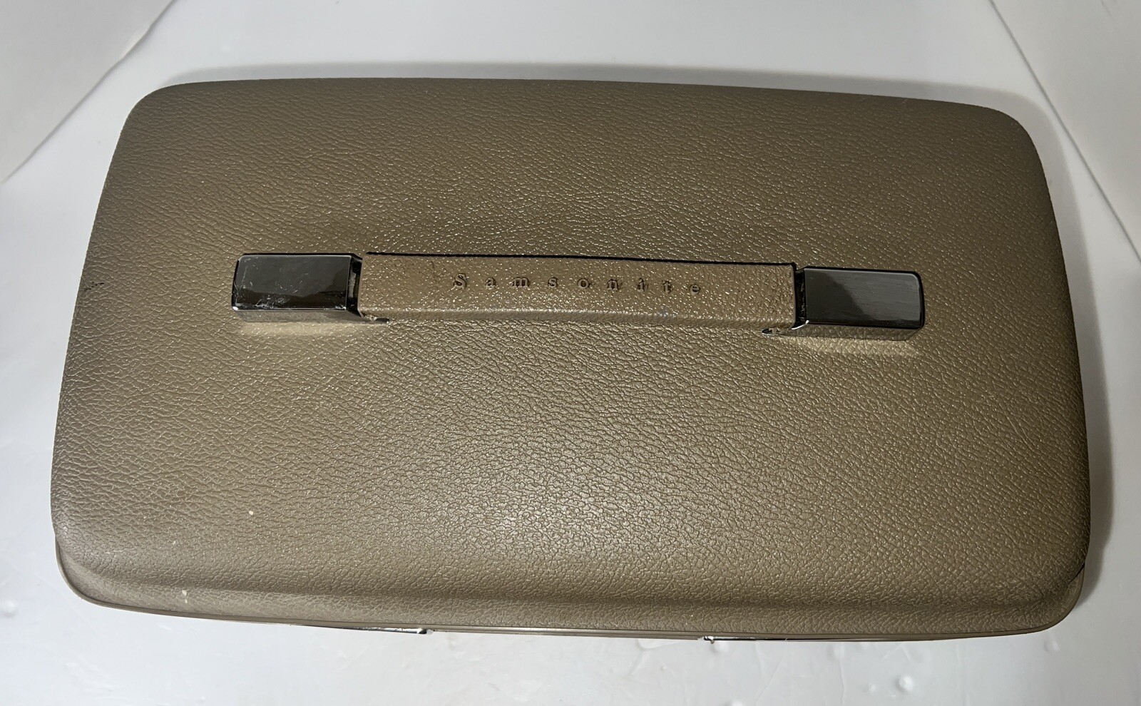 Vintage Samsonite Saturn Train Vanity Case Brown Tan Luggage w/ Key No Tray GUC