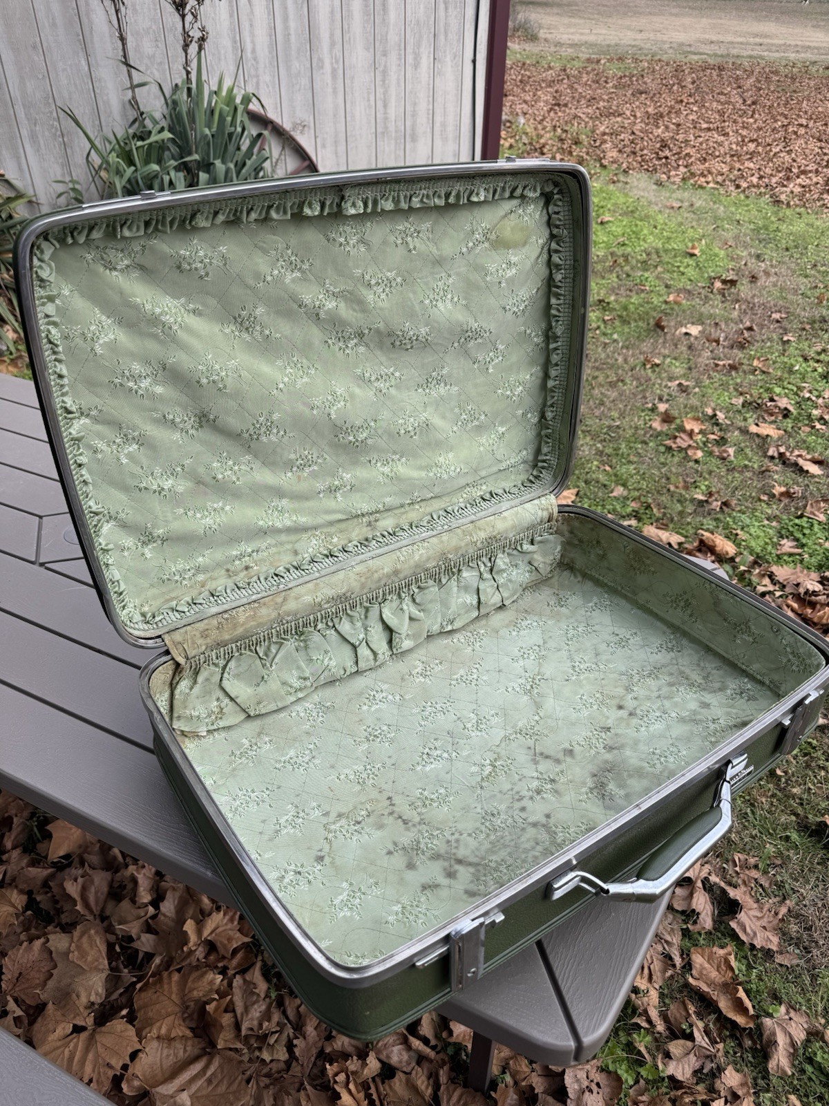 Vintage American Tourister Tiara Suitcase Green 23” Hard Shell Luggage READ