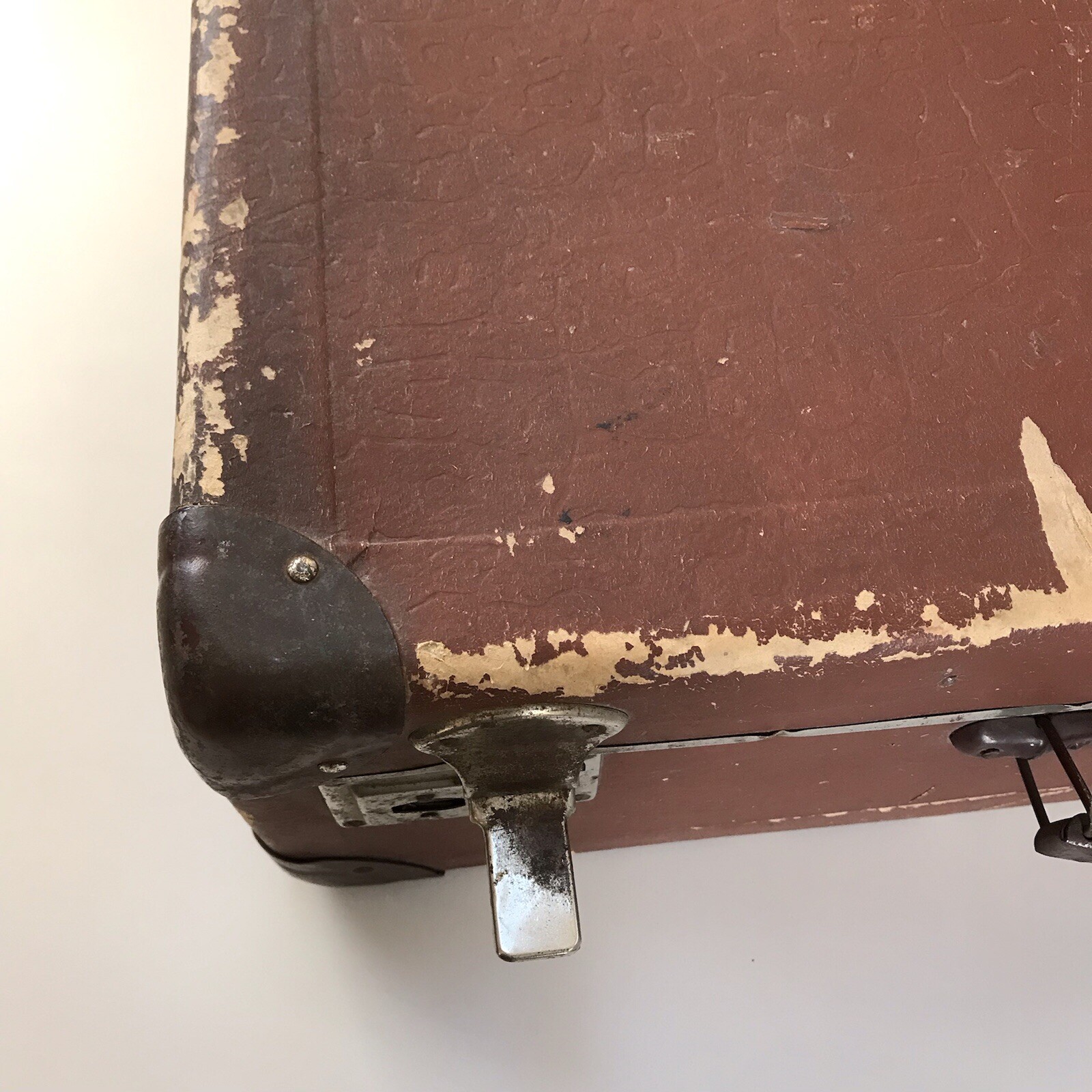 Vintage Brown Hard Shell Suitcase 1960s Paper Lockable MCM Decor Eastern Europe