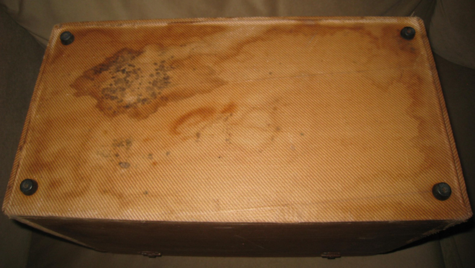Antique 1920s Wood Train Case Trunk Suitcase Vintage Luggage 15″X18″