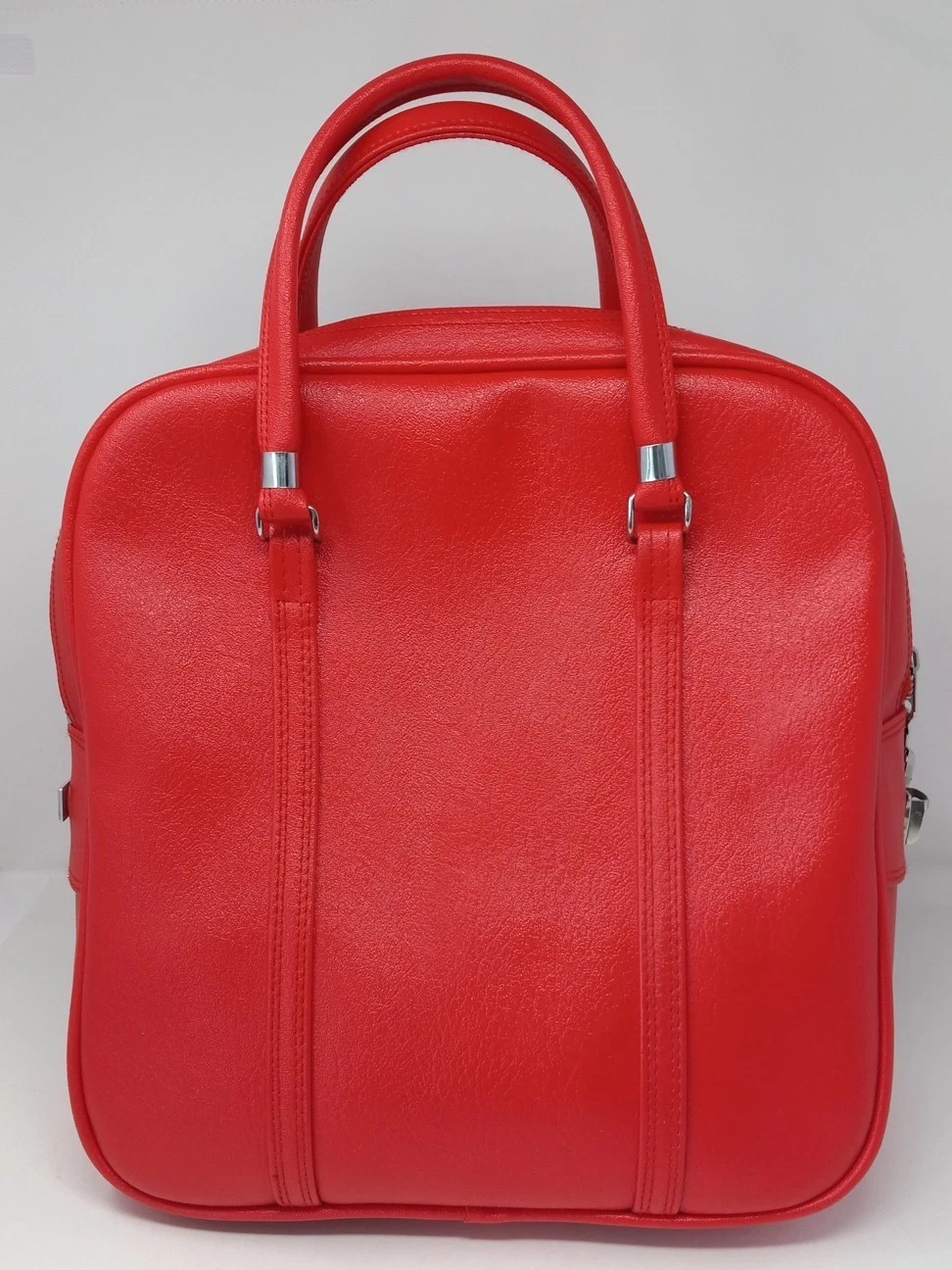 Retro Vtg 70s Bag Travel Tote Overnight Carry On A. Earhart Red Vinyl Pocket