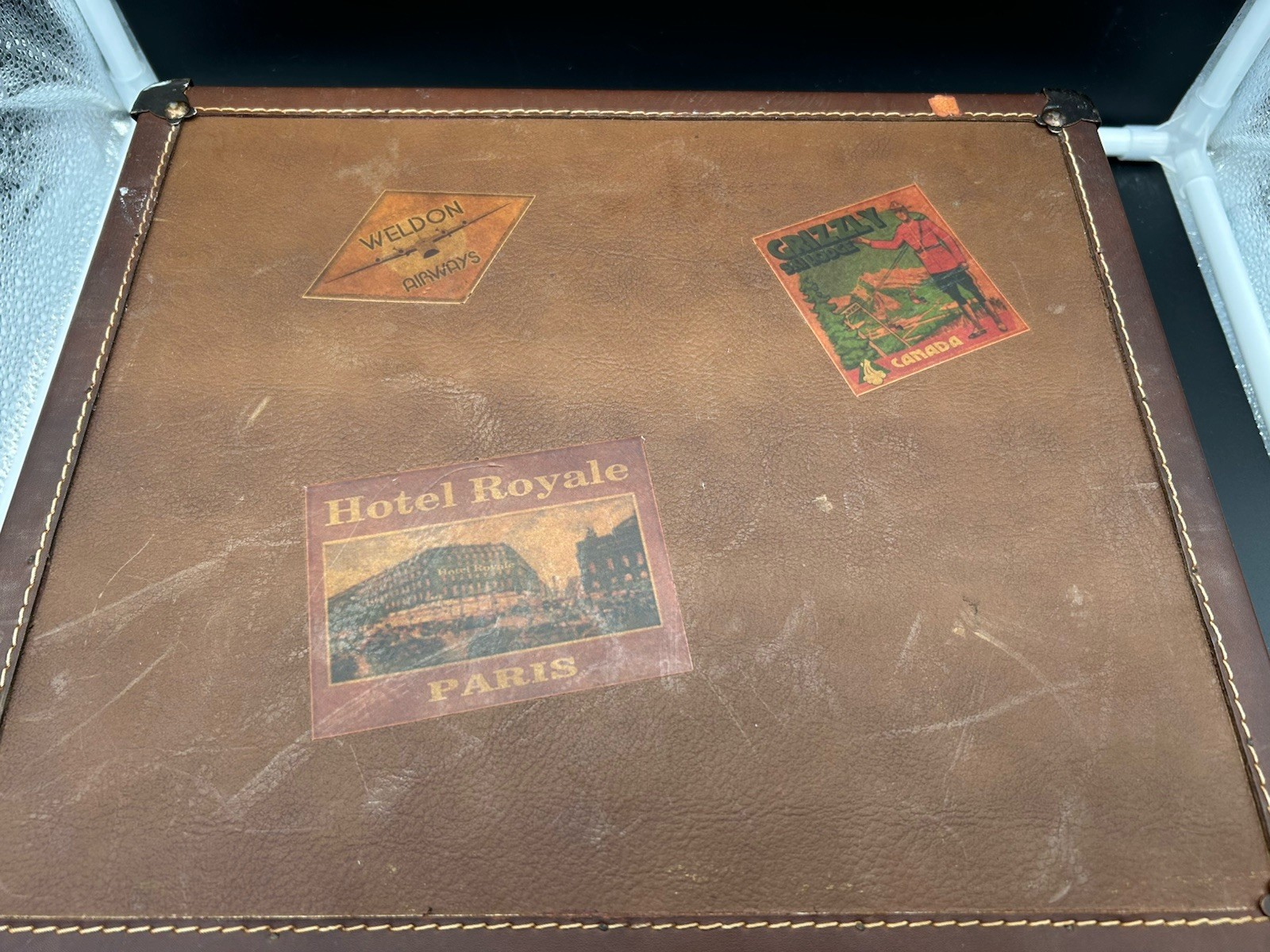 Vintage Suitcase With Stickers Very Old Good Condition Preowned For Decoration?
