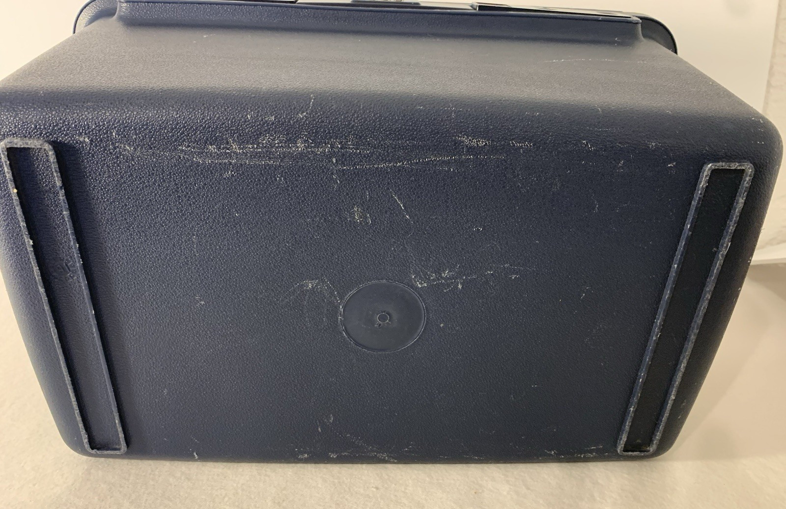 Vintage Delsey Paris Club Hard Shell Vanity Train Case Combo Blue Red Divider