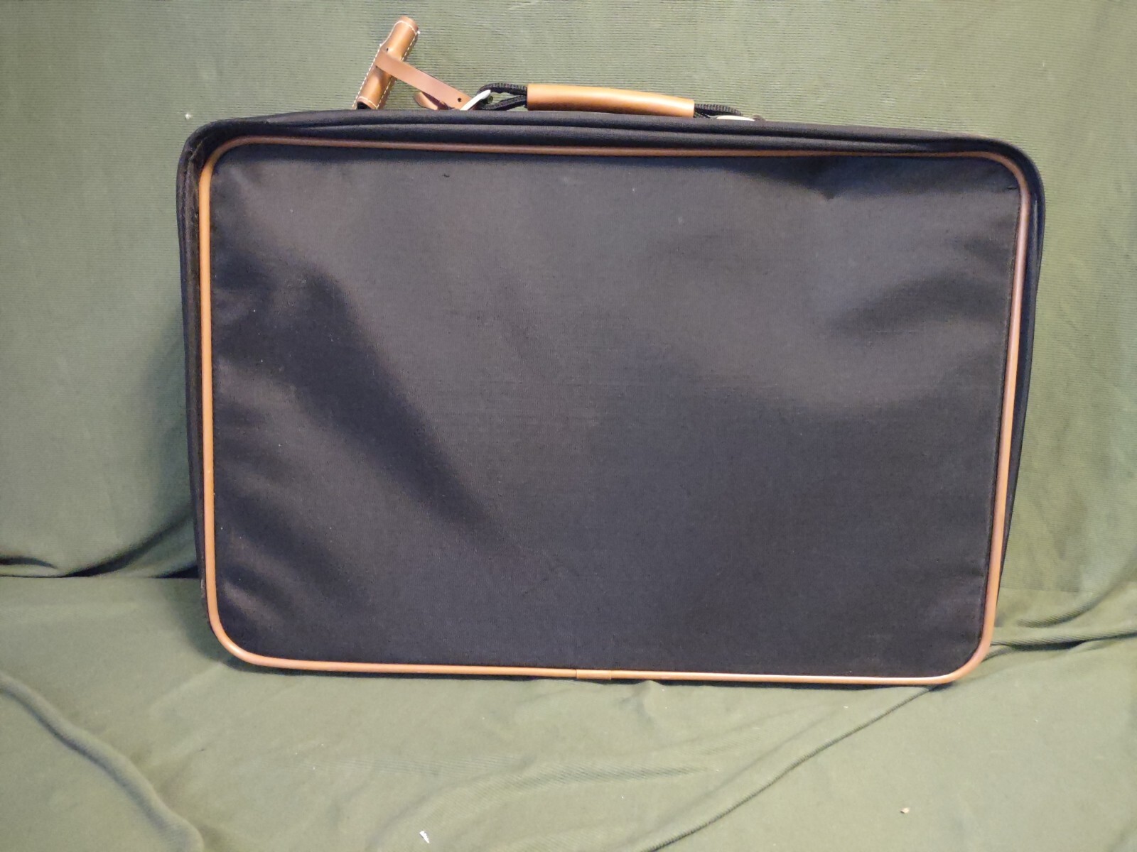 Vintage Oscar De La Renta Black Luggage Brown Leather 21×15 Taiwan Suitcase