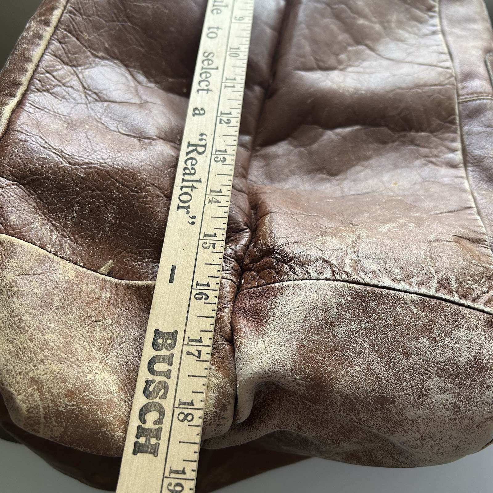 LAND Vintage Distressed LEATHER Y2K Overnight Weekender Luggage 2 Compartments