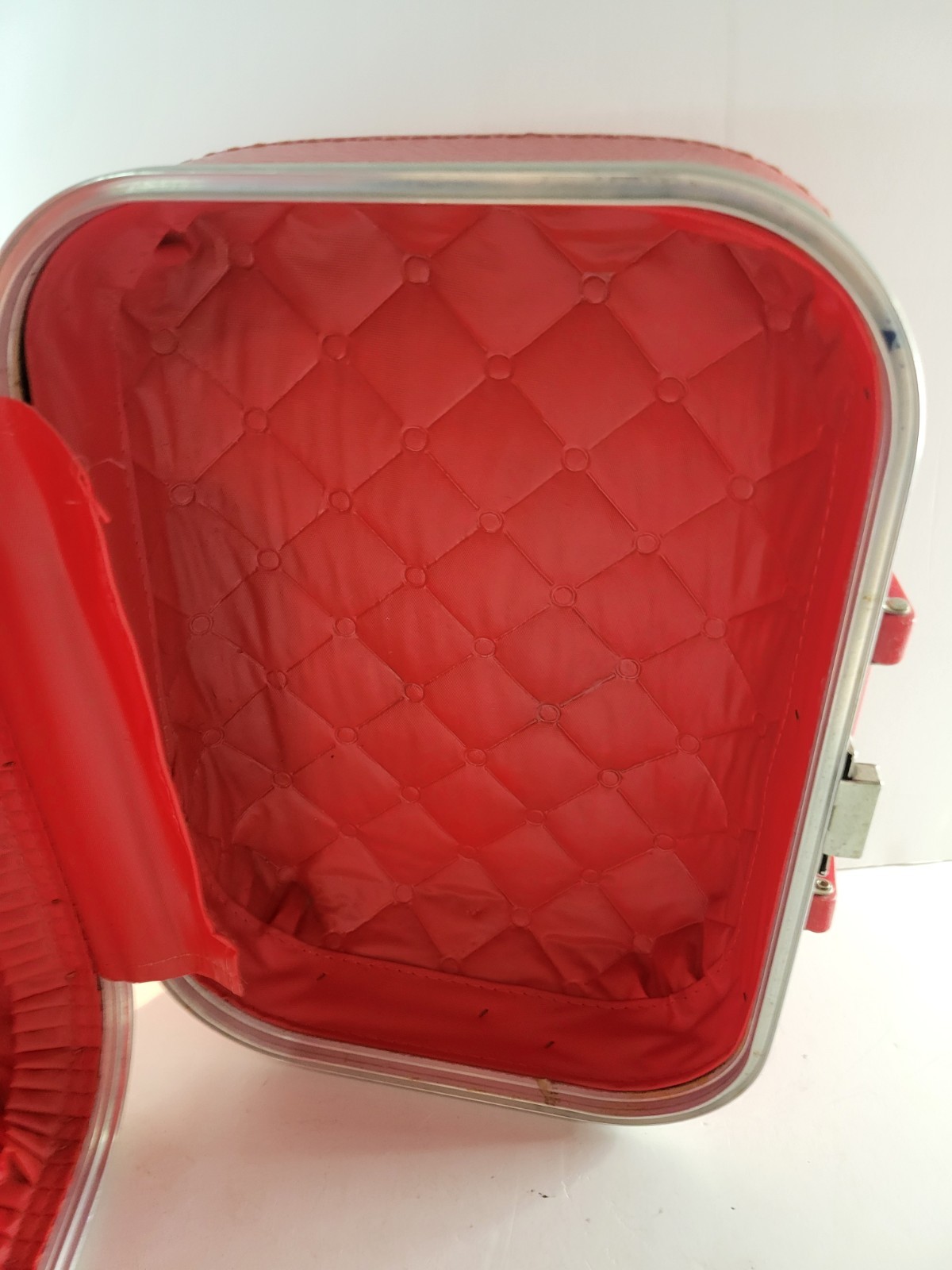 Vintage 50s 60s Suitcase Trojan Luggage Company Retro Kids Going to Grandmas Red