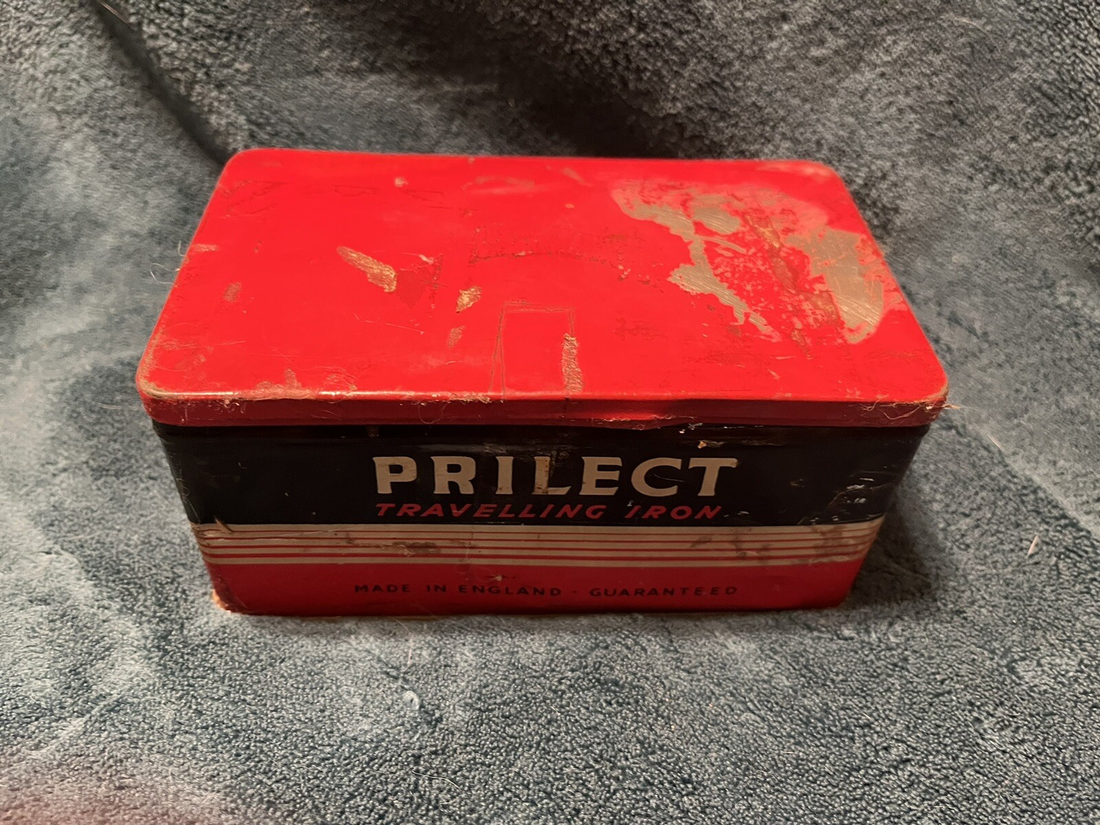 Vintage Prilect Traveling Iron & Metal Carry Case