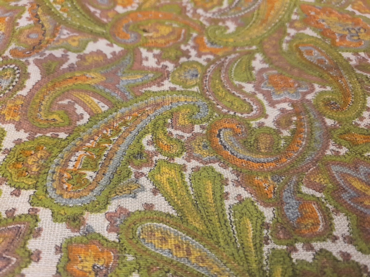 GENUINE – 1960’s K Line Suitcase Luggage Paisley Green Orange Canvas – BEAUTIFUL