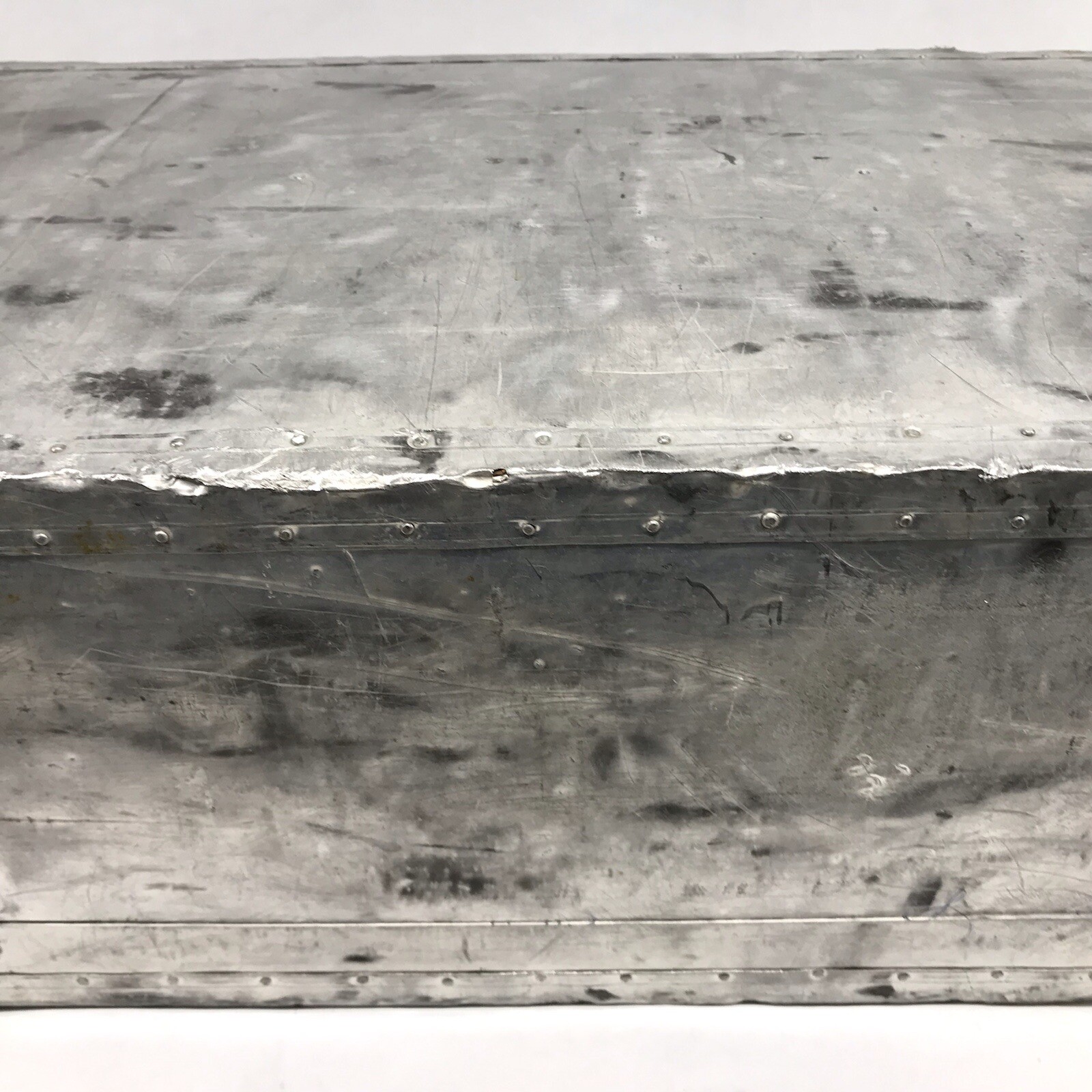 Vintage 40s Aluminum Suitcase Aviation Riveted Metal Luggage 26.25”x16”x8.5″