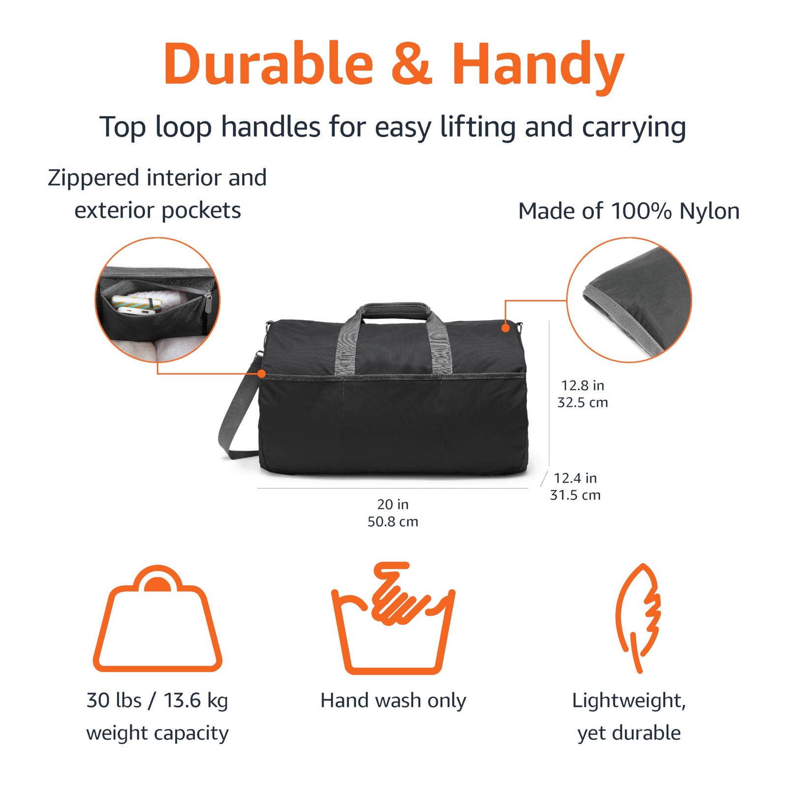 Retailer Essentials Lightweight 20-Inch Duffel Bag For Travel 30 Lb Weight