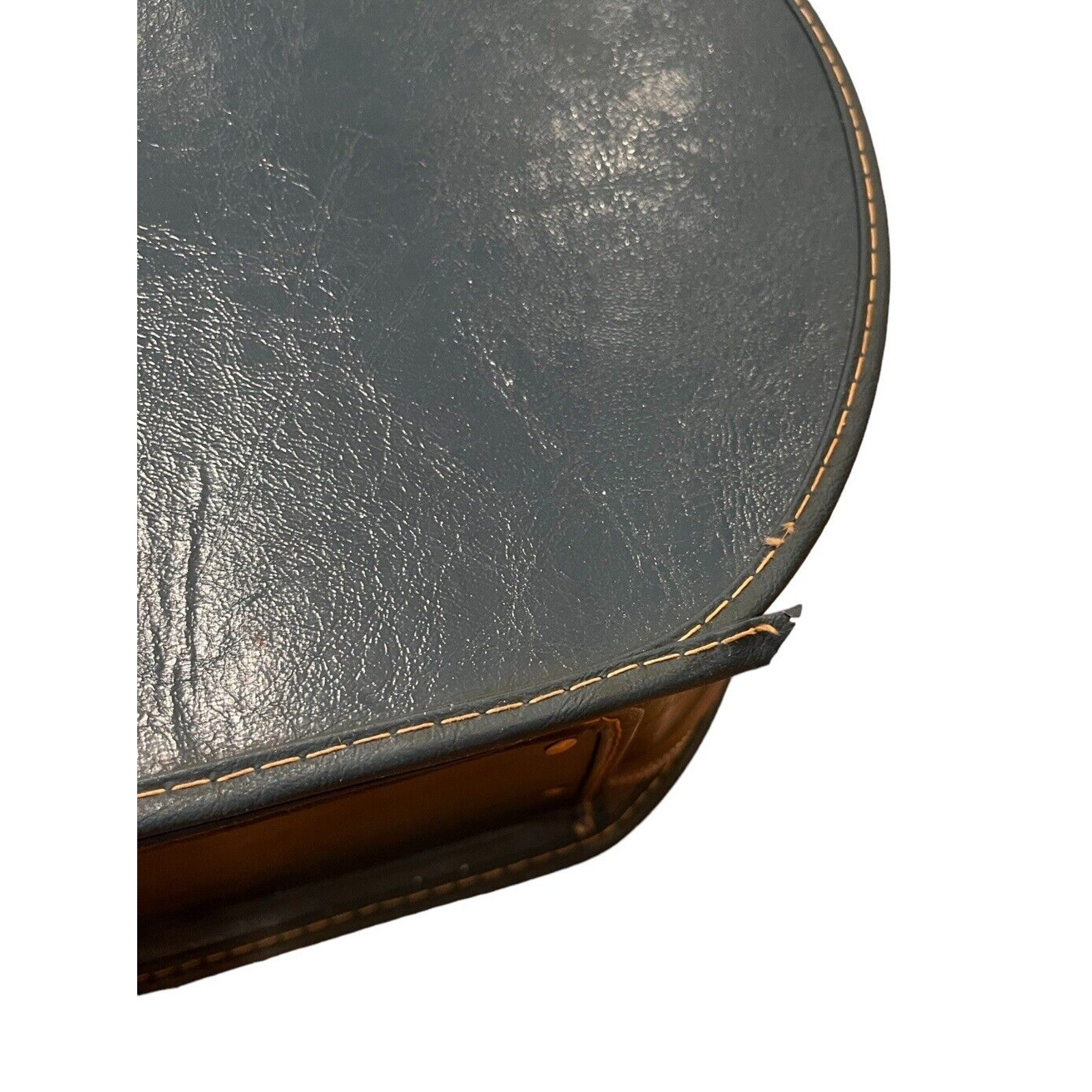 Vintage Suitcase Oval Train Case Carry On Bag Blue Mid-Century Egg Shape 1960’s