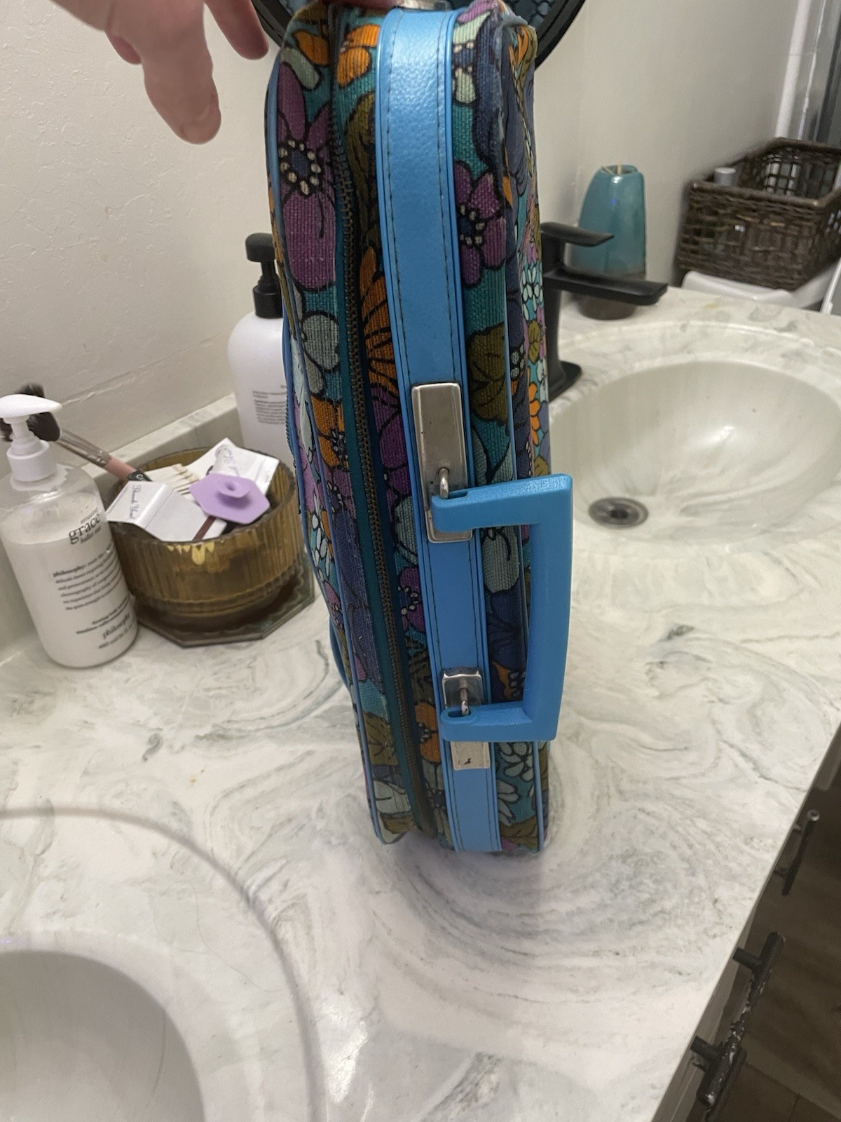 VTG Floral Suitcase 60’s 70’s Flower Travel Bag Case Retro Paisley Made in Japan