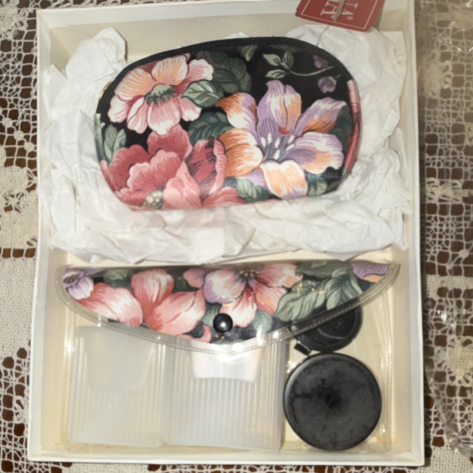 Vintage Trina “Minidome” Gift Set – Floral Print – New Old Stock with Keychain