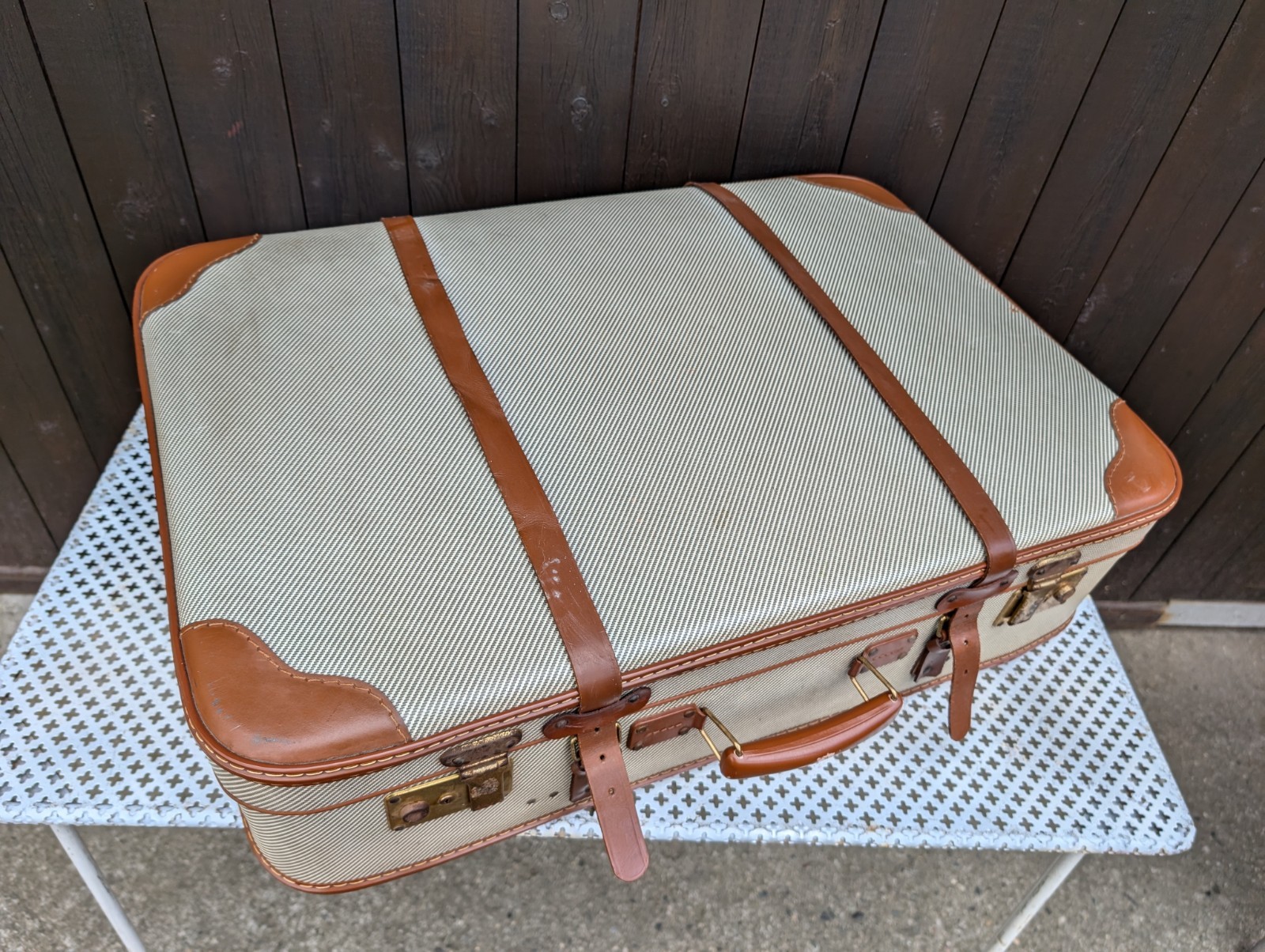 Vintage Suitcase Travel Case 50s Retro Weekender Mid Century 60s 5A