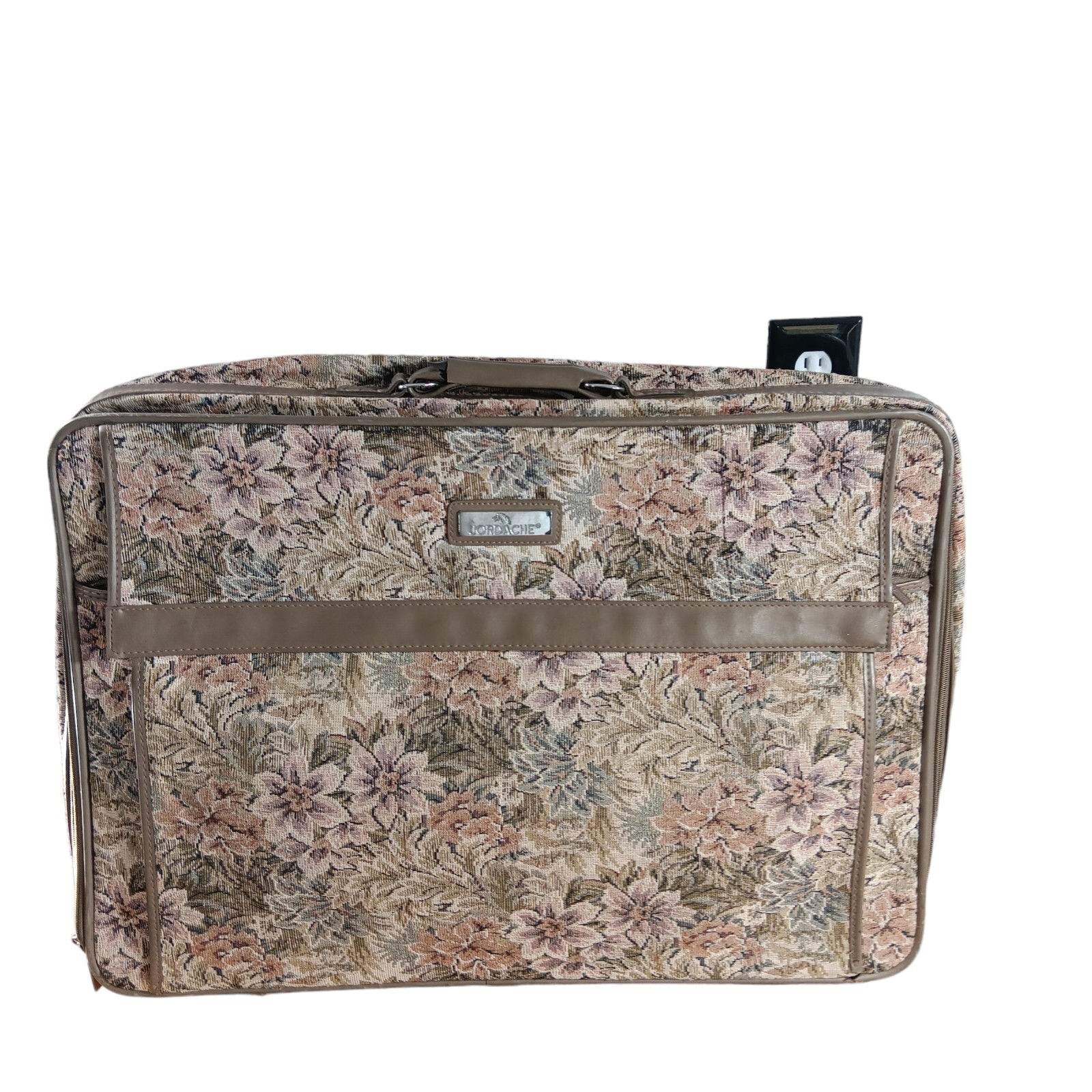 Vintage Jordache Tapestry Travel Set Floral Print Weekender Suitcase Garmet Bag