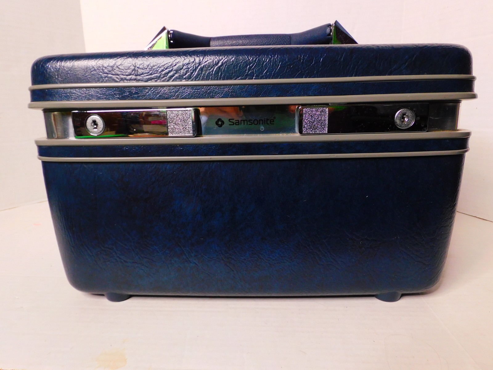 Samsonite Vintage Travel Hard Case – Full Mirror – No Tray – Dark Blue – EUC!