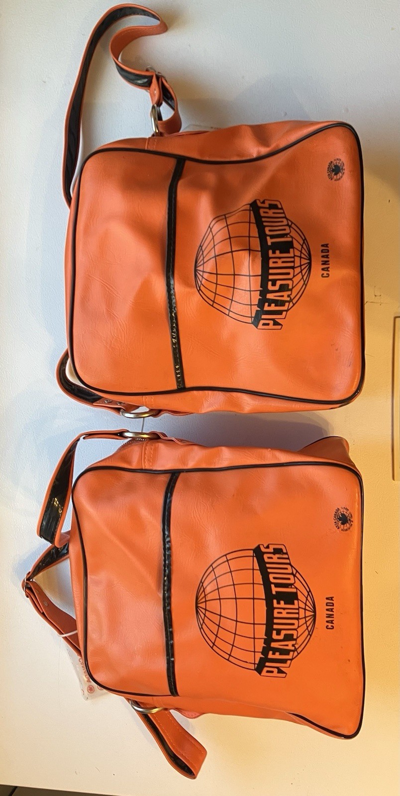 ✈2 Vintage Pleasure Tours Canada Carry On Bag – Adjustable Strap – Orange/ Black