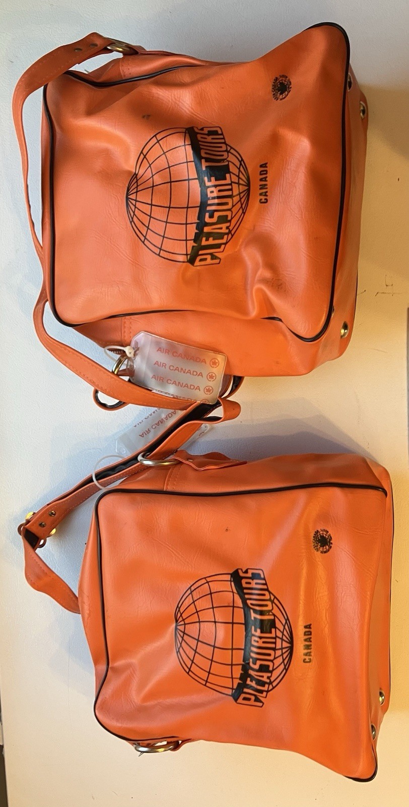 ✈2 Vintage Pleasure Tours Canada Carry On Bag – Adjustable Strap – Orange/ Black
