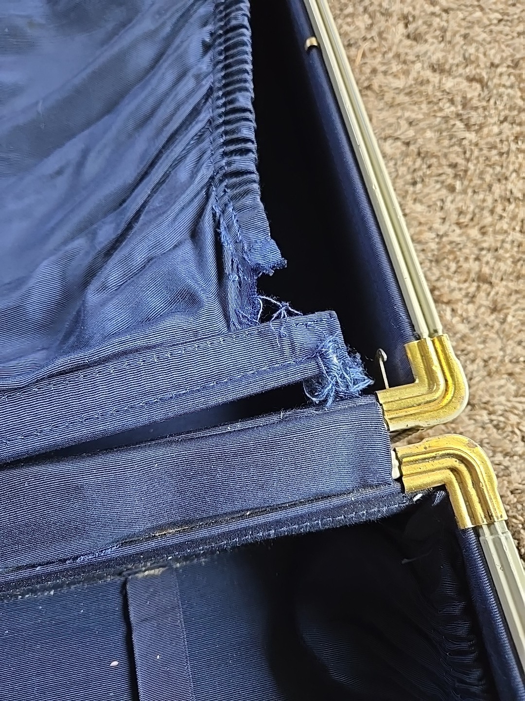 VTG 1950s Samsonite Shwayder Bros Hard Shell Suitcase Blue Marble, No Key