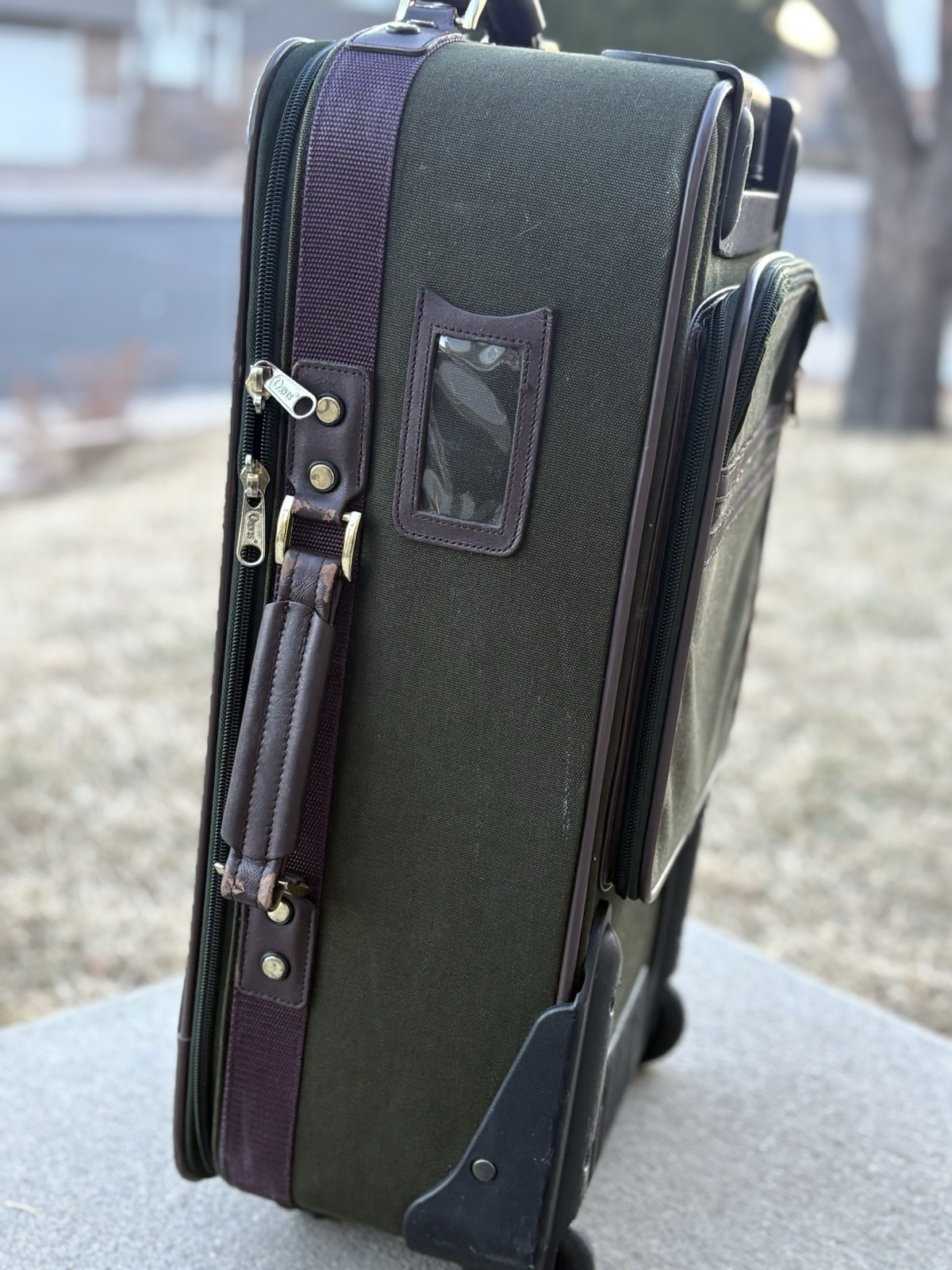 Vintage Orvis Battenkill Luggage Bag Rolling Suitcase Upright Carry On Green 22”