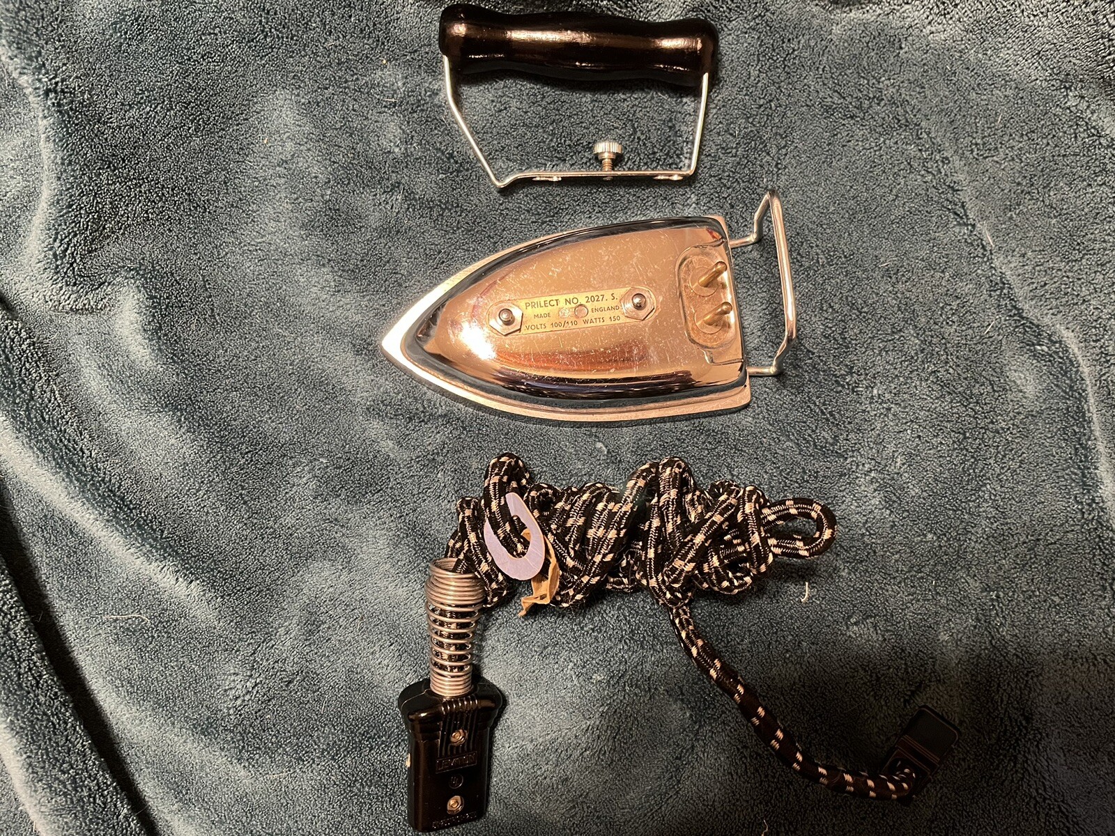 Vintage Prilect Traveling Iron & Metal Carry Case