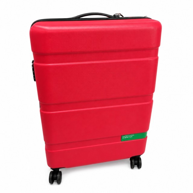 United Colors of Benetton 23” Hardside Spinner Luggage Red 4-Wheel TSA Lock New