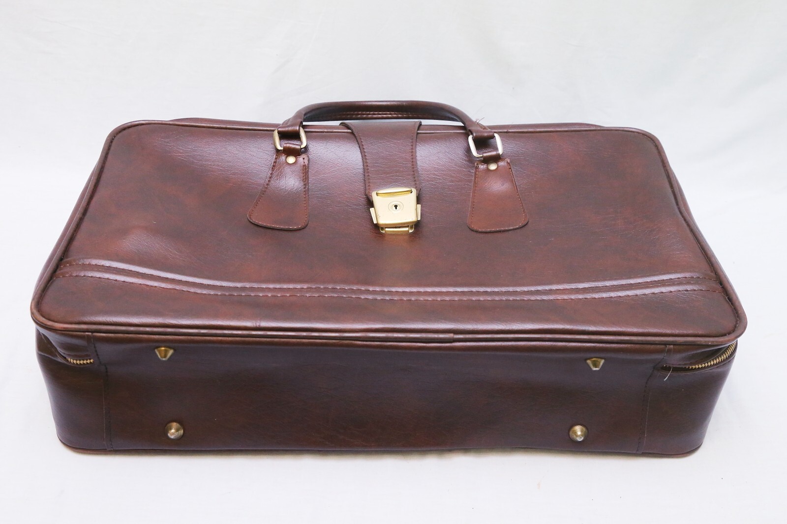valigia cuoio pelle anni 70 grande vintage foderata viaggio marrone