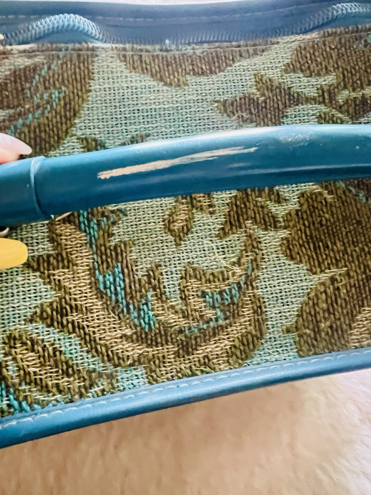 Vtg blue/green Floral 70’s Design overnight bag retro mod home decor