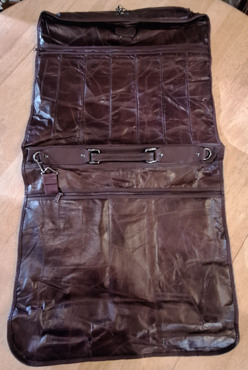 Vintage GSC Brown Patchwork Leather 3 Piece Luggage Set