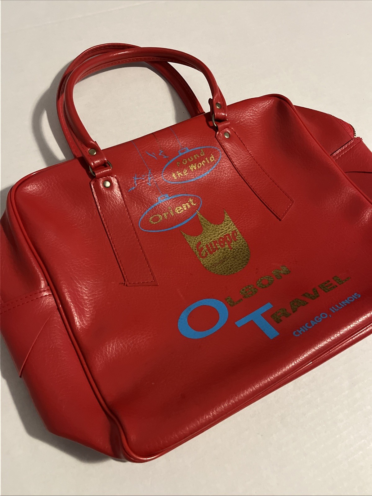 VTG Olson Travel Bag Travelite PVC Vinyl Europe Luggage Tote Carry On Chicago