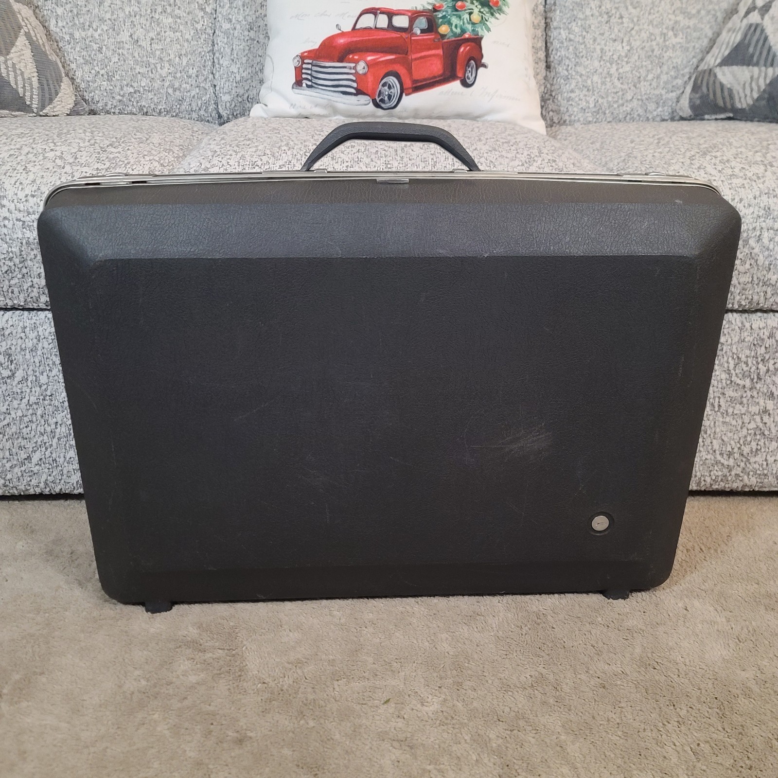 Vintage Sears Forecast Hard Shell Luggage Set w/Dividers Dark Gray No Keys