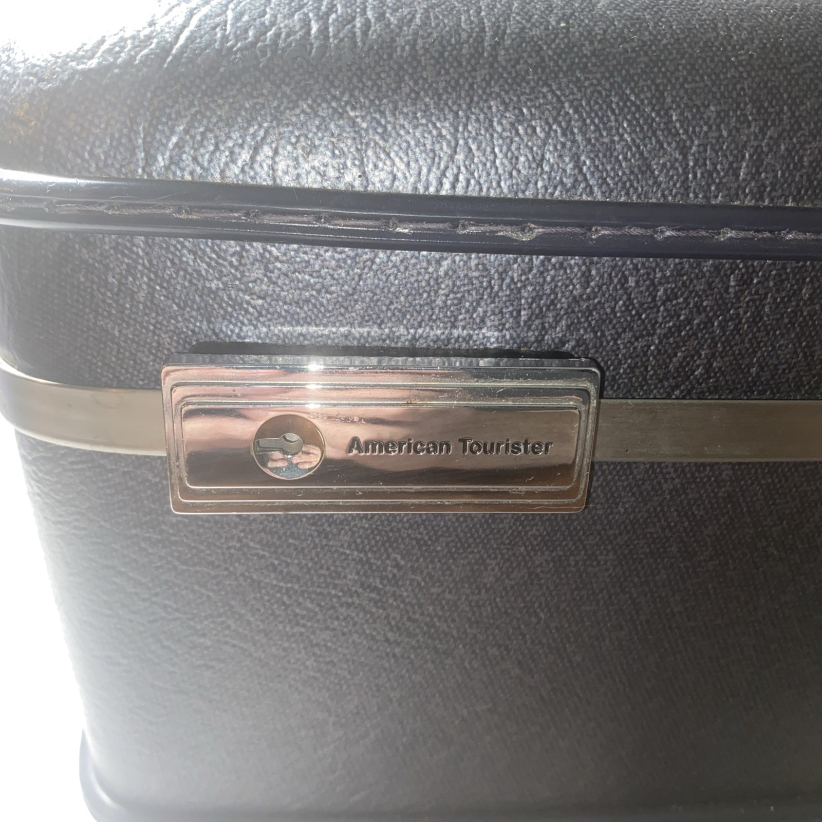 Vintage American Tourister Slate Blue Hardshell Makeup Train Luggage Case w/KEYS