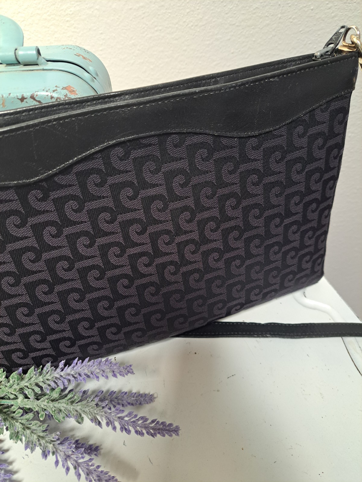 Vintage Pierre Cardin All Over Printed Logos Carry On Style Shoulder Bag/Purse
